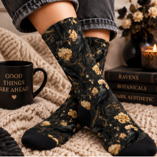 Raven Floral Gothic Vintage Crow Halloween Socks