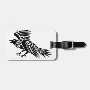 Raven Flying Side Tattoo Luggage Tag