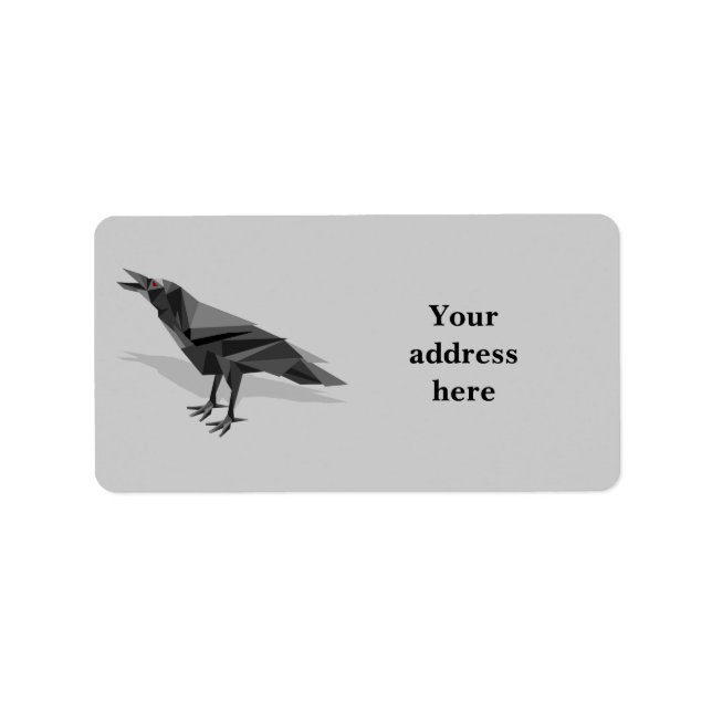Raven Geometric Cubist Grey Triangles Label (Front)
