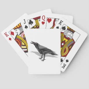 Raven Geometric Cubist Grey Triangles Playing Cards