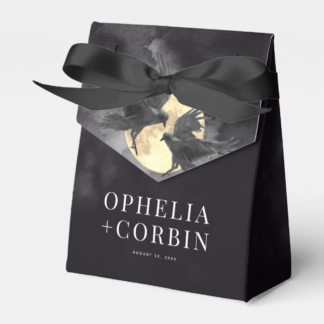 Raven & Golden Moon Gothic Wedding Favor Box (Front Side)
