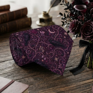 Raven Gothic Plum Baroque Tie