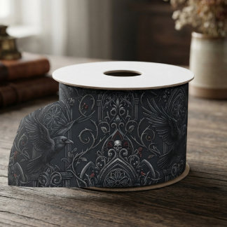 Raven Gothic Victorian Filigree Satin Ribbon