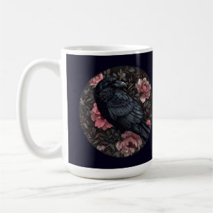 Raven gothic vintage flowers coffee mug