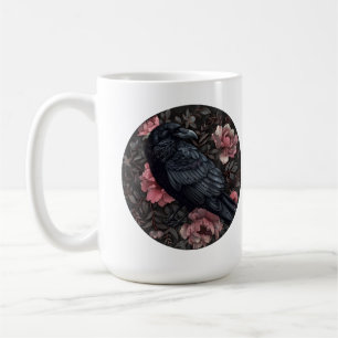 Raven gothic vintage flowers coffee mug