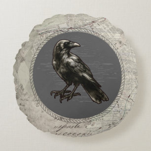 Raven Gray Vintage Dark Academia Goth Pillow