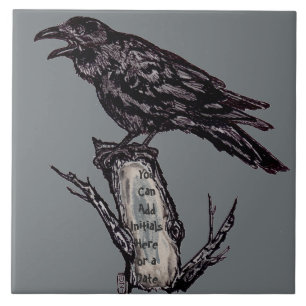 Raven Grey Art Ceramic Tile Trivet Personalize It