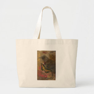 Raven Grunge Collage Large Tote Bag