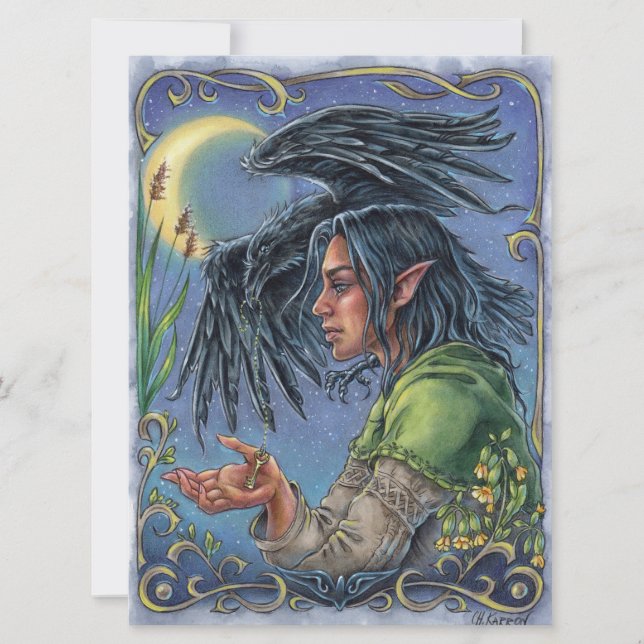 Raven Guide Art Card Fairytale Fantasy Moon (Front)