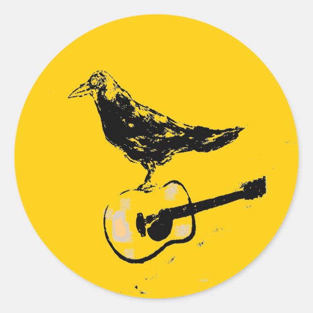 raven guitar song classic round sticker (Front)