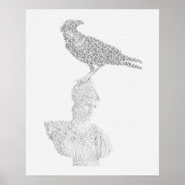 Raven illustration made of 'The Raven' poem text Poster (Front)