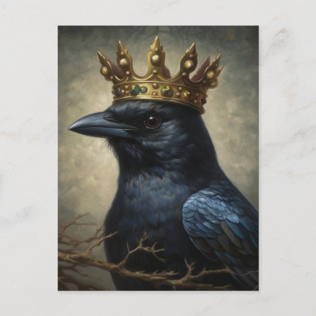 Raven in a Crown Postcard (Front)