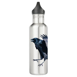 Raven in Mid-flight Goth Water Bottle