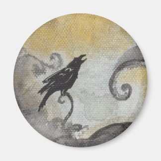 Raven in Orange Swirls Magnet