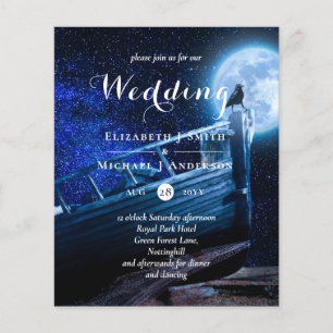 Raven in the Moonlight Dark Sky Goth Wedding Inv