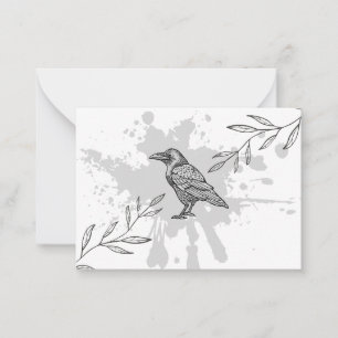 Raven Ink and Branches Note Card