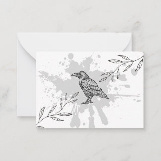 Raven Ink and Branches Note Card