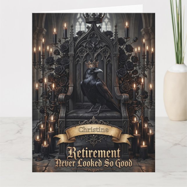 Raven King on Throne Retirement with Custom Name Card (Front)