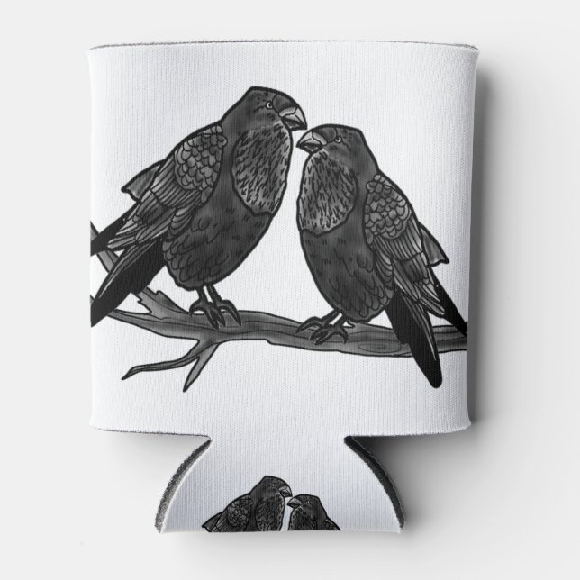 Raven love crow bird on branch family art can cooler (Front)