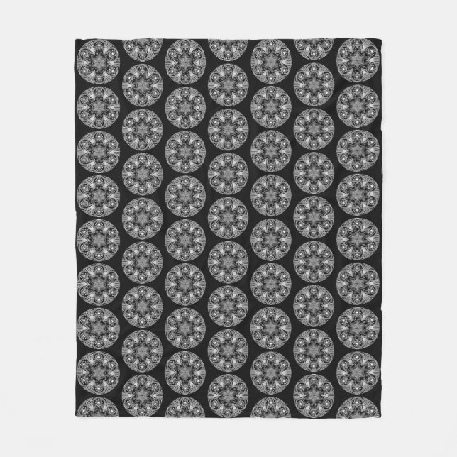Raven Mandala Fleece Blanket (Front)