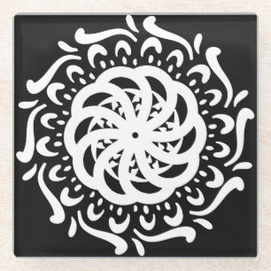 Raven Mandala Glass Coaster