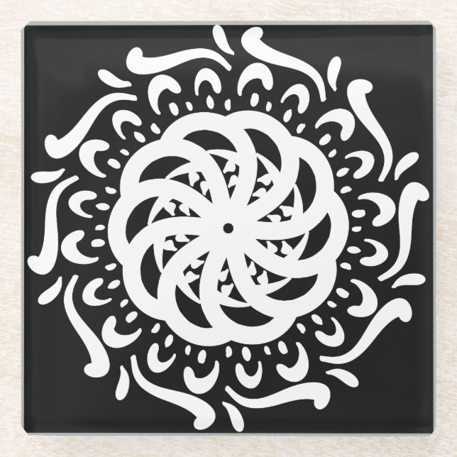 Raven Mandala Glass Coaster (Front)