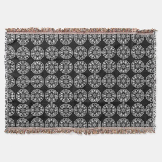 Raven Mandala Throw Blanket (Front)