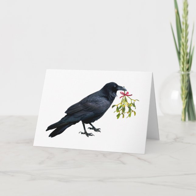 Raven Mistletoe Holiday Card (Front)