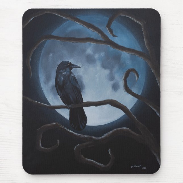 Raven Moon Crow Mouse Pad (Front)
