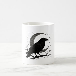 Raven Moon Mug — Gothic Raven & Crescent Moon Coff