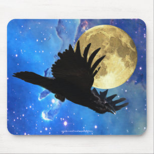 Raven, Moon & Outer Space Mousepad