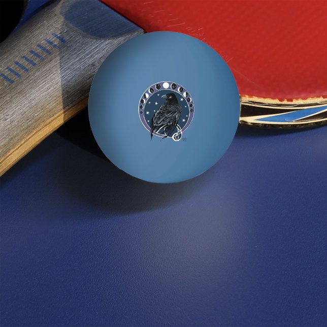 Raven Moon Phases Stars Blue Ping Pong Ball (Creator Uploaded)