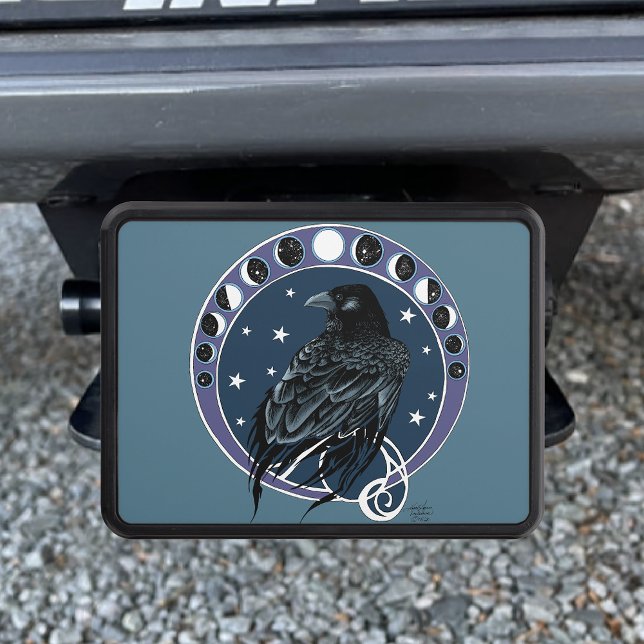 Raven Moon Phases Stars Blue Trailer Hitch Cover (Creator Uploaded)