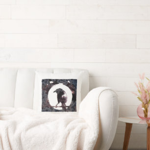 Raven Moon Throw Pillow