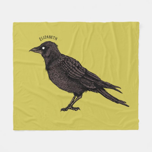 Raven Name Creepy Crow Bright Gothic Ink Art Fleece Blanket (Front (Horizontal))