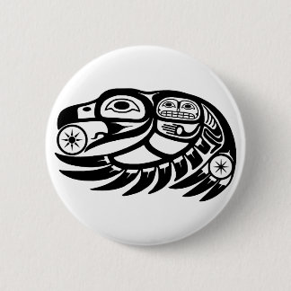 Raven Native American Design 2 Inch Round Button