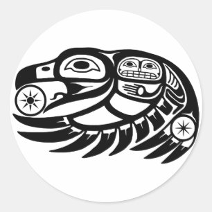 Raven Native American Design Classic Round Sticker