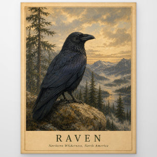 Raven Northern Wilderness VINTAGE Postcard