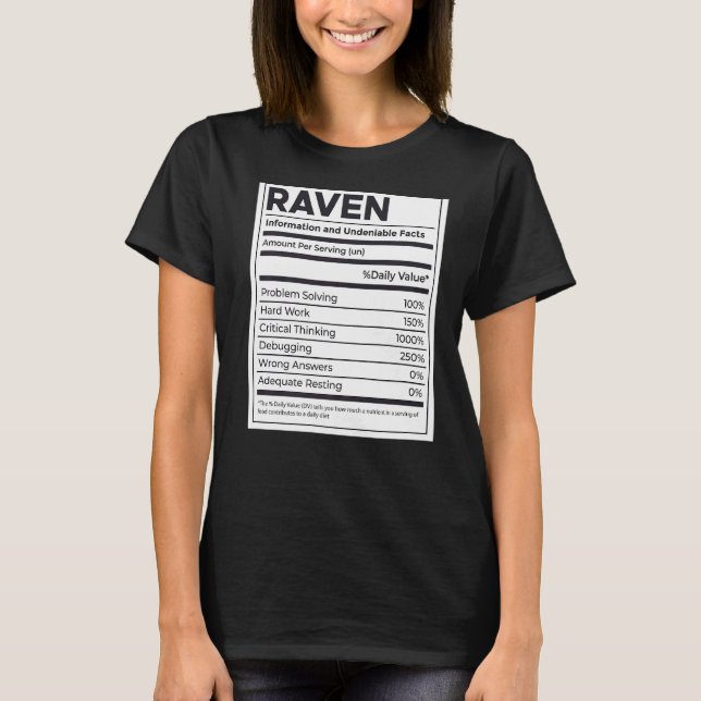Raven Nutrition Information Problem Solving Hard W T-Shirt (Front)