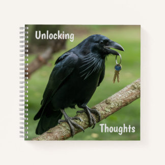 Raven on a Branch with Key Notebook
