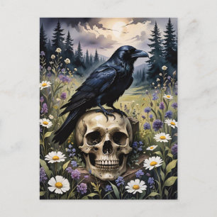Raven on a Skull Postcard