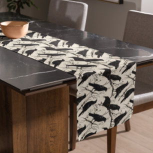 Raven on Branches Halloween crows Short Table Runner