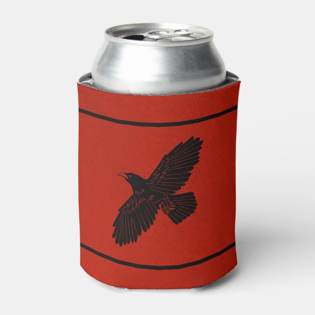 Raven On Red Can Cooler (Can Front)