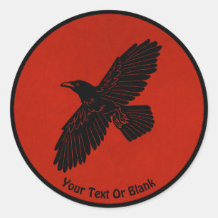 Raven On Red Classic Round Sticker