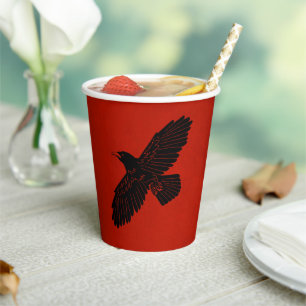 Raven On Red Paper Cups
