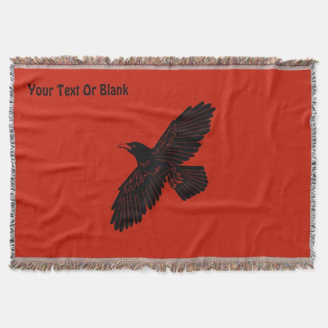 Raven On Red Throw Blanket (Front)