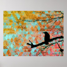 Raven on the Tree and old quilt sky
