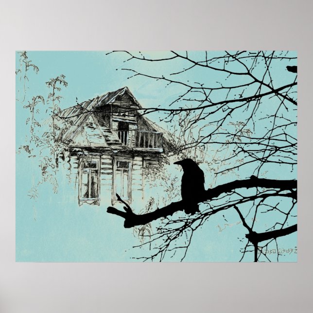 Raven on the Tree, House in Ruins Poster (Front)