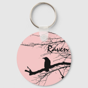 Raven on the Tree Keychain