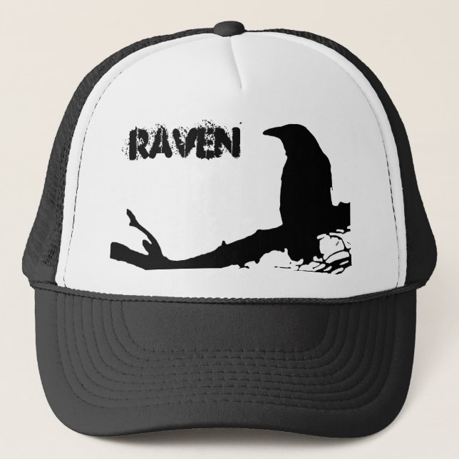 Raven on the Tree Trucker Hat (Front)